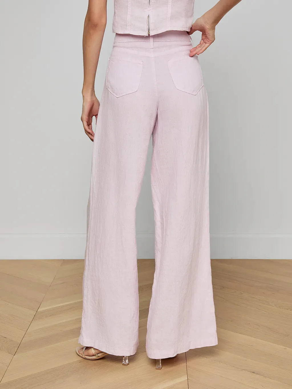 L'agence - Amara Linen Wide-Leg Pant - Icy Lilac sold by Jessie Boutique product image thumbnail 2