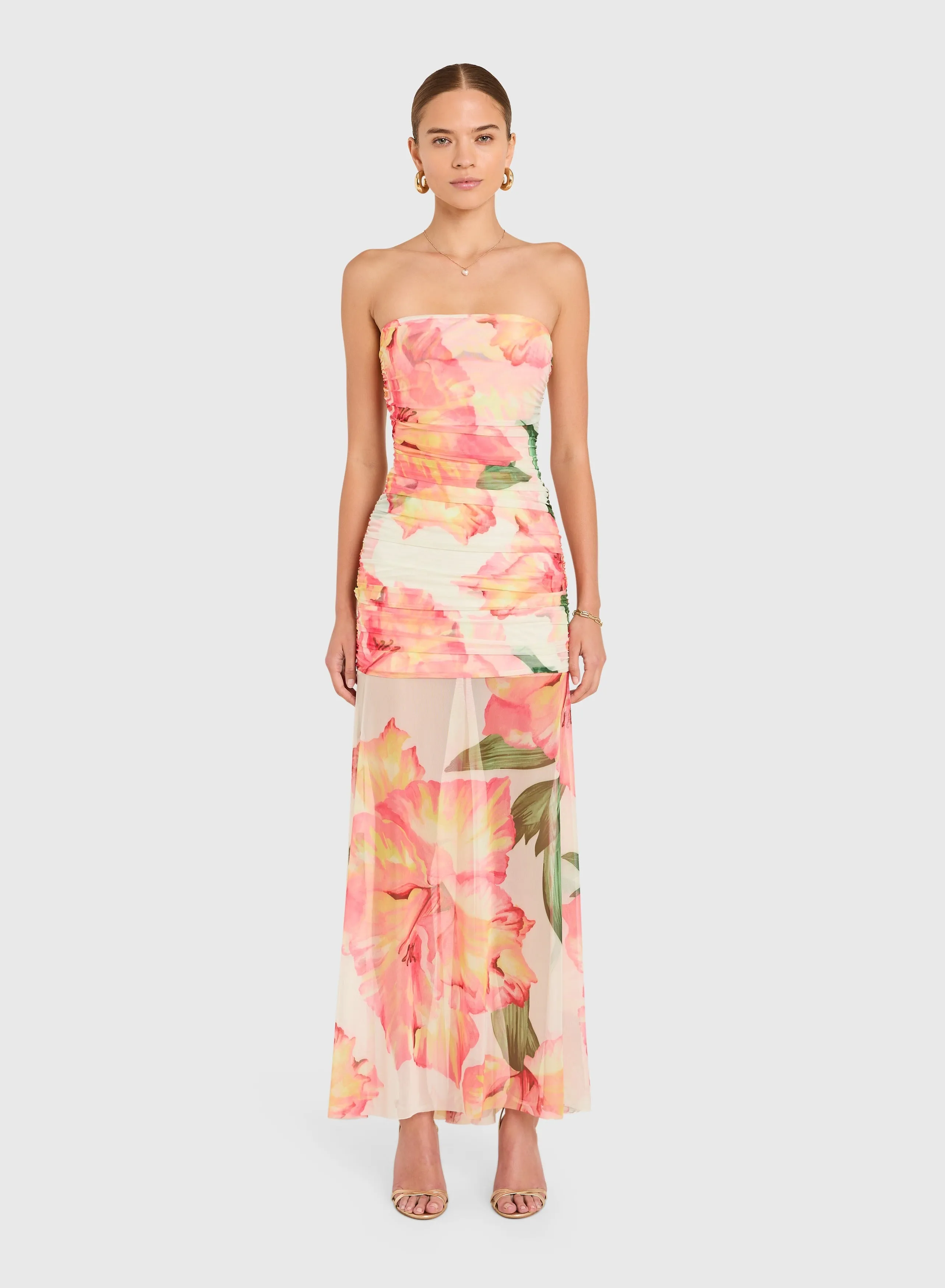 Amanda Uprichard - Leo Maxi Dress - Hibiscus Print sold by Jessie Boutique