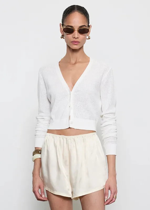 Enza Costa - Linen Open Knit Cropped V-Neck Cardigan - Multiple Colors made by Enza Costa