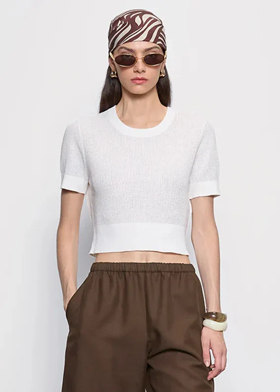 Enza Costa - Linen Open Knit Cropped S/S - Multiple Colors sold by Jessie Boutique