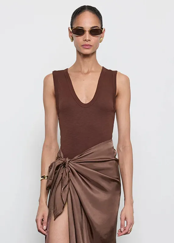 Enza Costa - Textured Rib Sleeveless U - Chocolate made by Enza Costa
