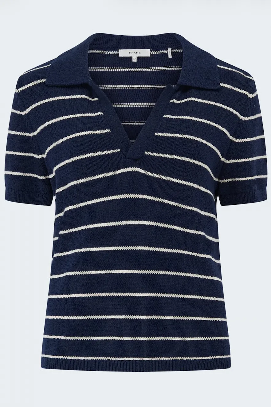 Frame - The Striped Easy Polo - Navy Multi sold by Jessie Boutique