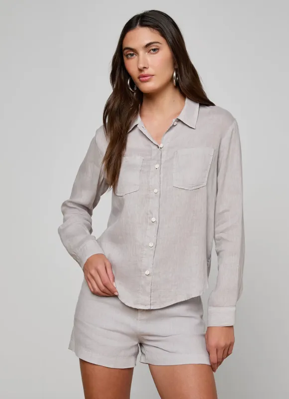 L'agence - Isla Linen Shirt - Light Pewter made by L'AGENCE