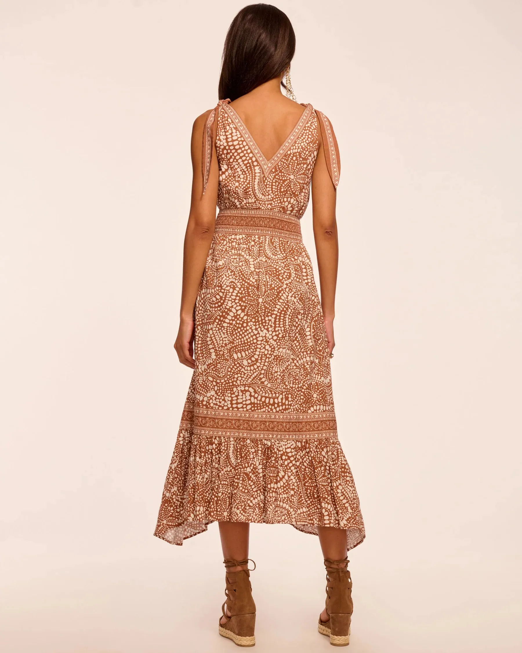 Ramy Brook - Mariam Smocked Waist Midi Dress - Coffee Dot sold by Jessie Boutique product image thumbnail 3