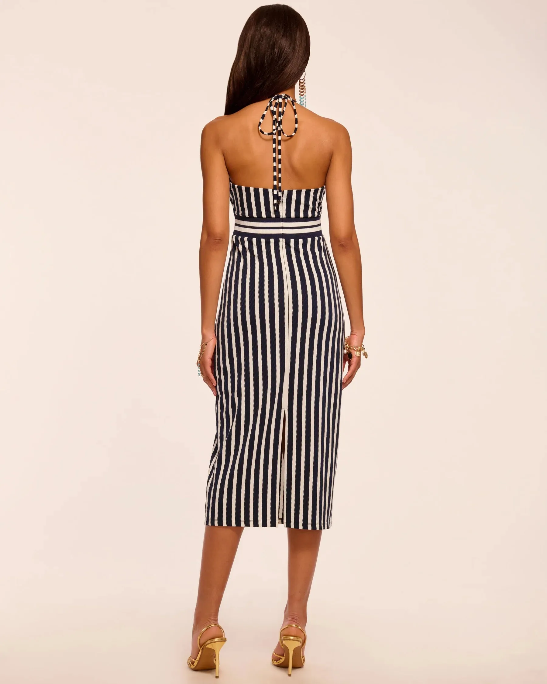Ramy Brook - Stevie Textured Stripe Midi Dress - Navy Stripe sold by Jessie Boutique product image thumbnail 4