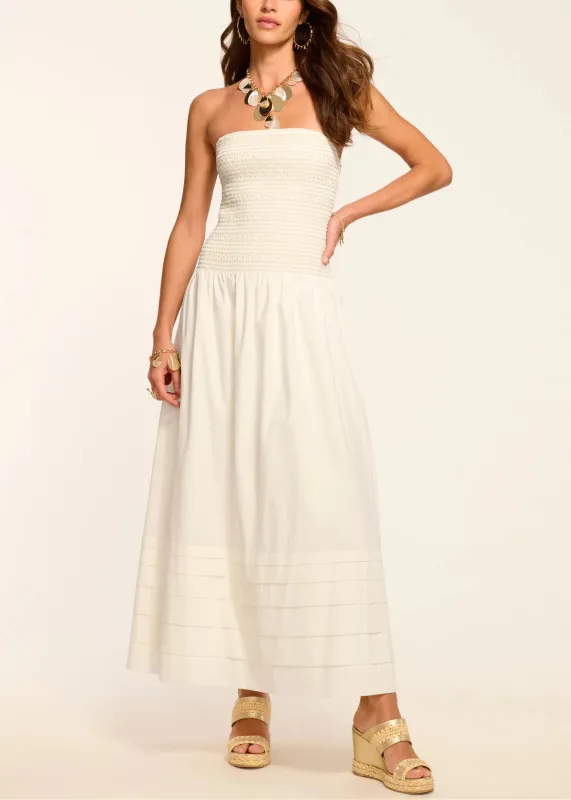 Ramy Brook - Jace Cotton Poplin Smocked Maxi Dress - White made by Ramy Brook