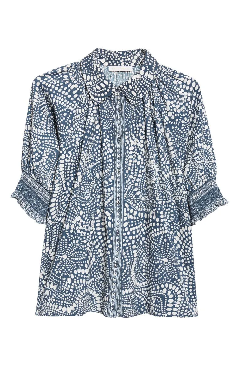 Ramy Brook - Freya Cotton Button-Up Shirt - Navy Dot sold by Jessie Boutique product image thumbnail 2