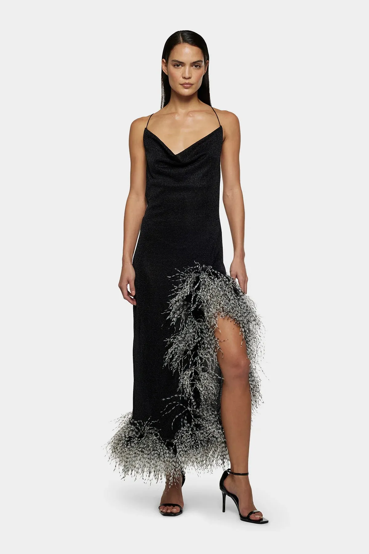 Oséree - Lumière Bicolor Plumage Night Out Dress - Black sold by Jessie Boutique