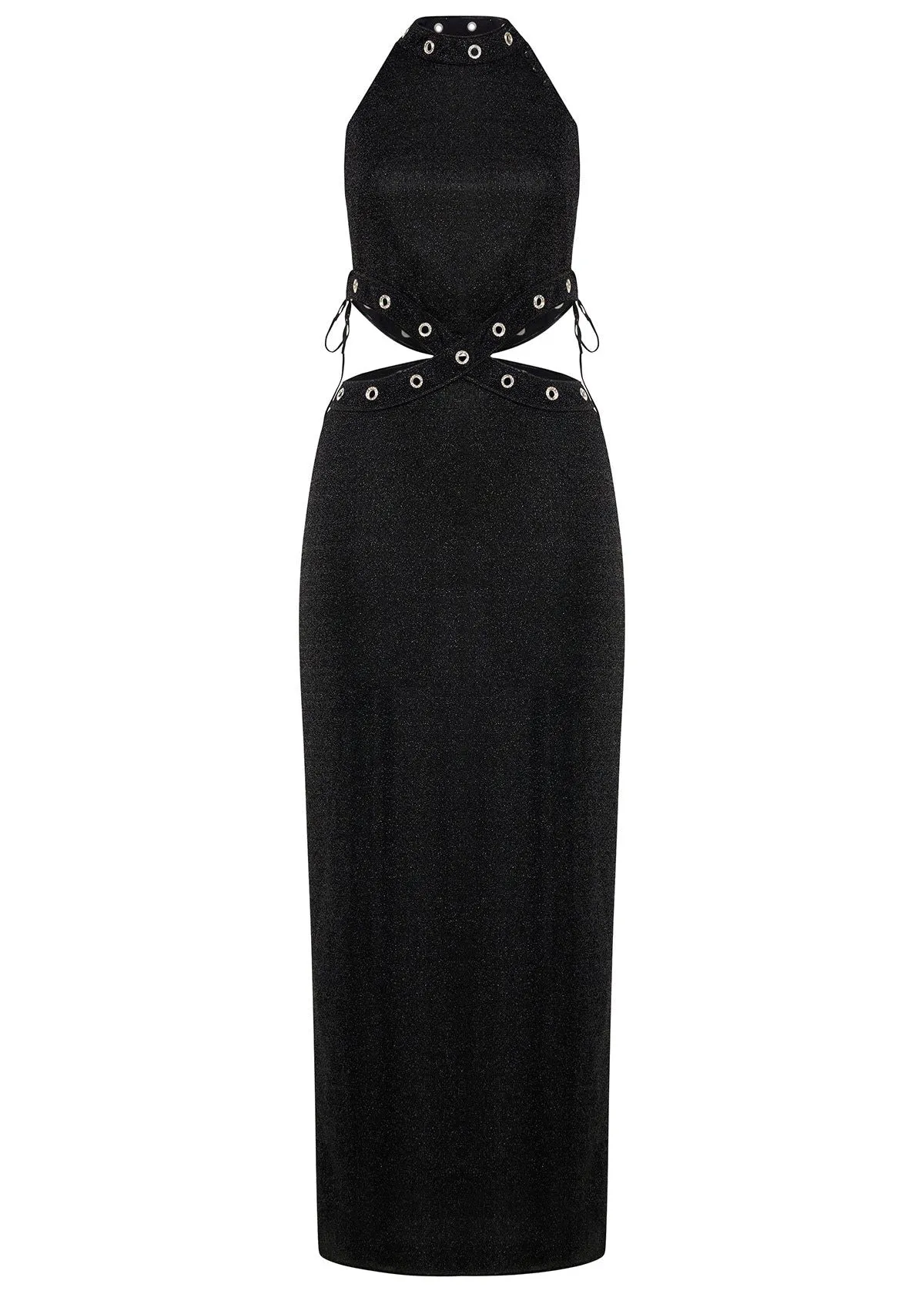 Oséree - Lumiere Crystal Studs Long Dress - Black sold by Jessie Boutique