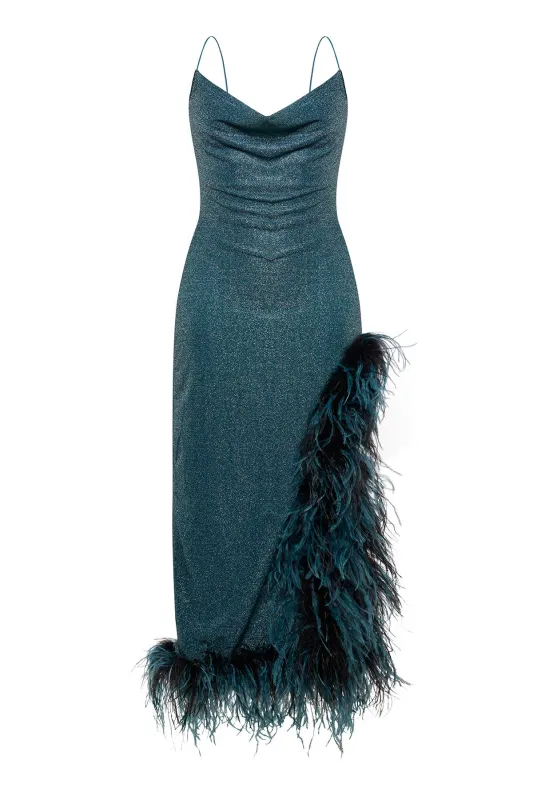 Oséree - Lumière Bicolor Plumage Night Out Dress - Peacock Lumière made by Oséree