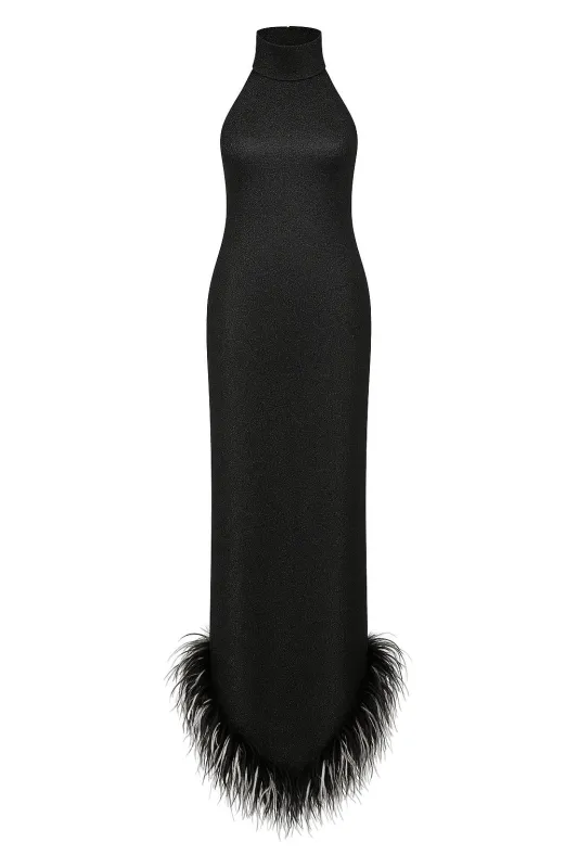 Oséree - Lumière Bicolor Plumage Turtleneck - Black Lumière made by Oséree