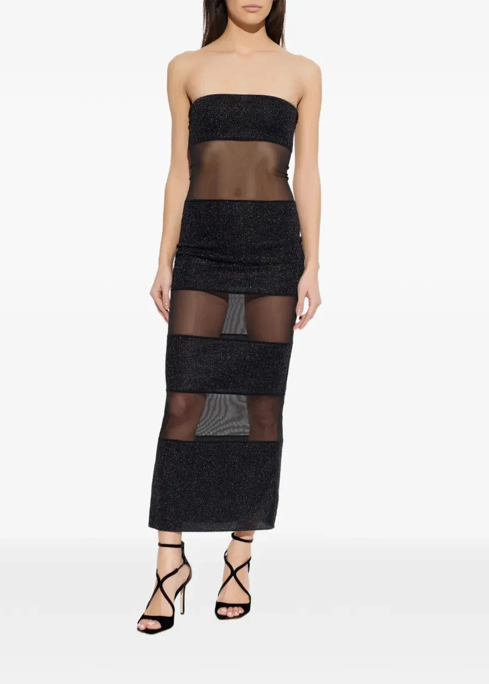 Oséree - Lumiere Stripes Long Dress Clothing - Black sold by Jessie Boutique