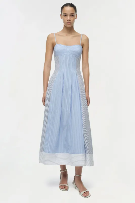 Simkhai - Chamberlain Cotton Midi Dress - Periwinkle Multi Stripe made by Simkhai
