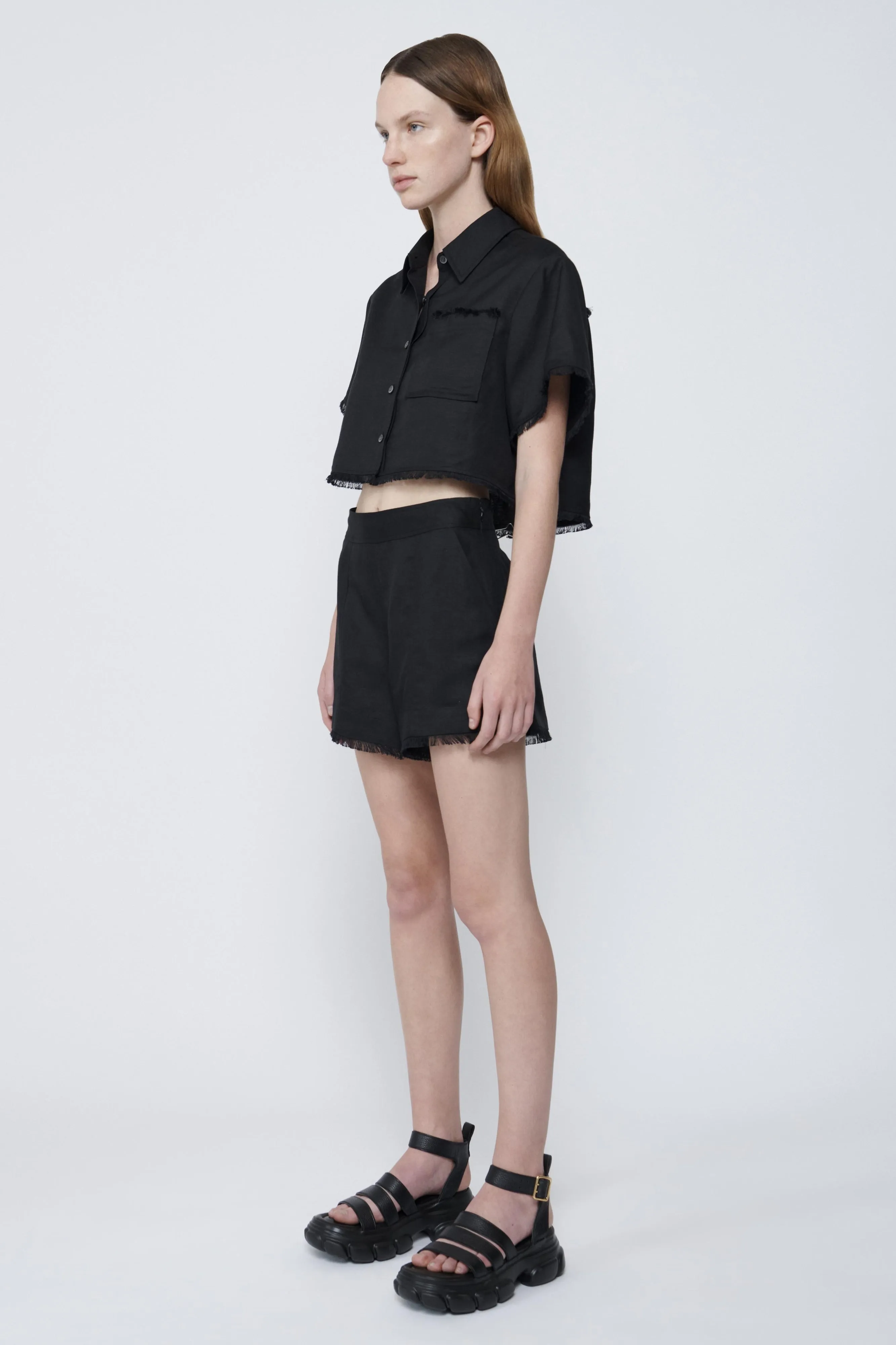 Simkhai - Solange Cropped Shirt - Black sold by Jessie Boutique product image thumbnail 3