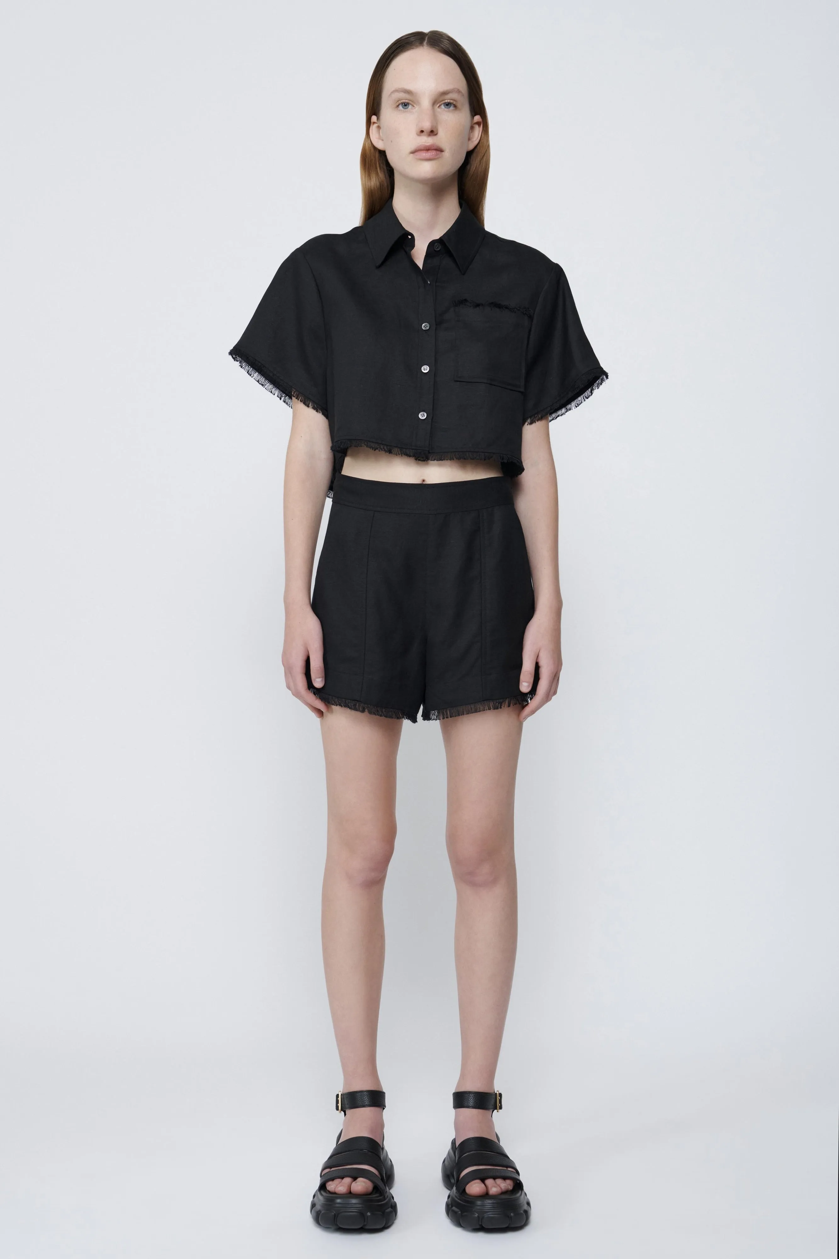 Simkhai - Solange Cropped Shirt - Black sold by Jessie Boutique product image thumbnail 2