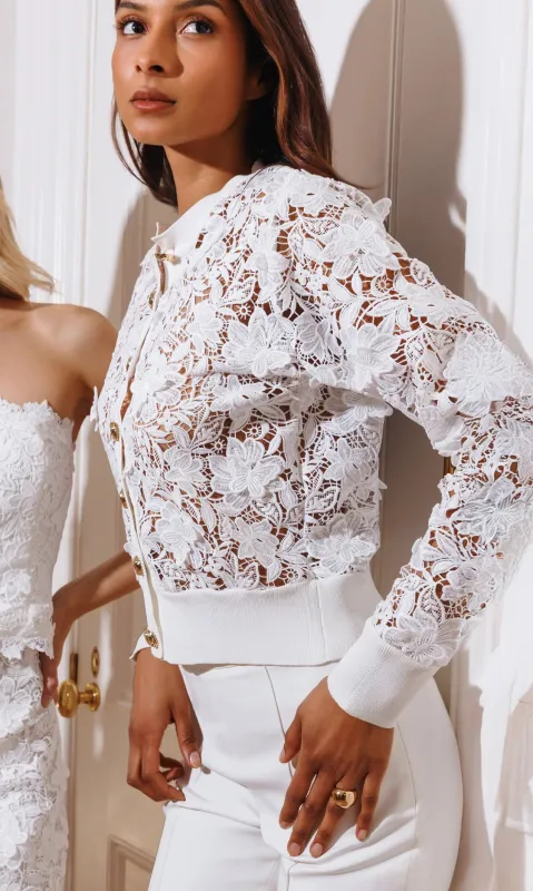 Generation Love - Erin 3D Butterfly Lace Cardigan - White made by Generation Love