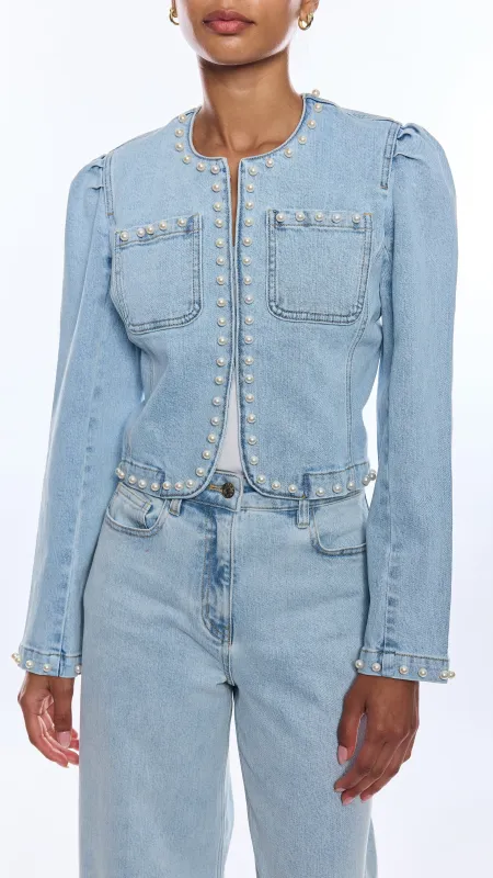 Generation Love - Emilie Pearl Denim Jacket - Light Blue made by Generation Love