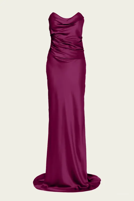 The Sei - Cowl Bustier Gown - Merlot made by Jessie Boutique