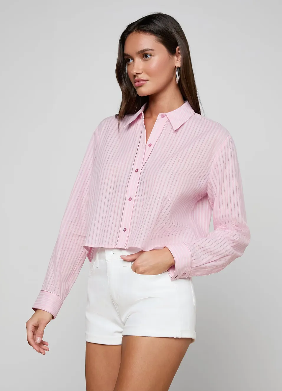L'agence - Cosette Shirt - Cameo Pink/Ivory Stripe sold by Jessie Boutique