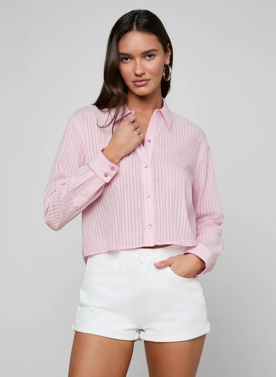 L'agence - Cosette Shirt - Cameo Pink/Ivory Stripe sold by Jessie Boutique product image thumbnail 2