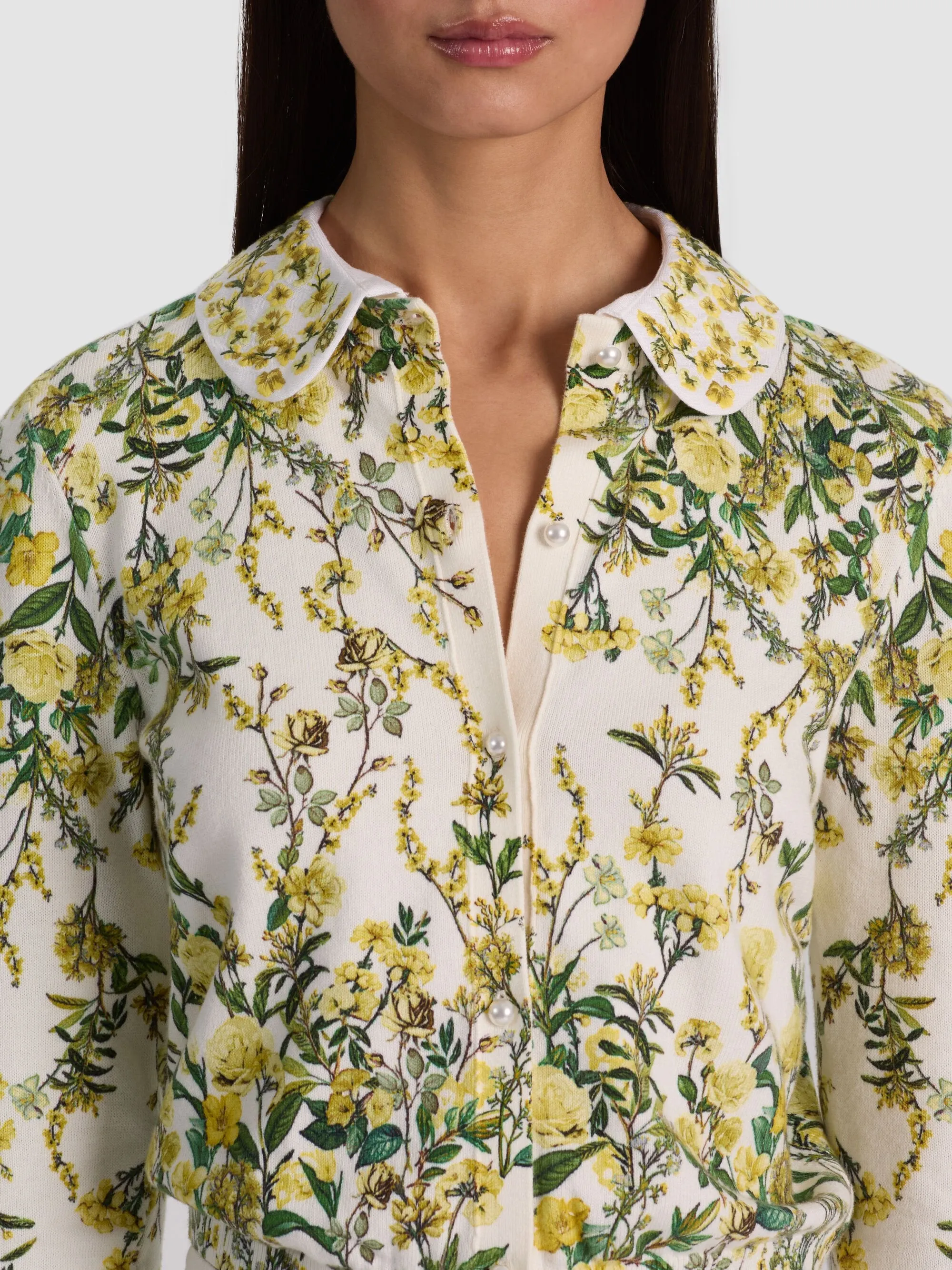 Alice + Olivia - Carson Floral Cotton Blend Cardigan - Fresh Air Butter sold by Jessie Boutique product image thumbnail 2