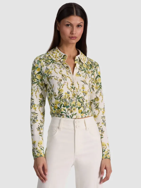 Alice + Olivia - Carson Floral Cotton Blend Cardigan - Fresh Air Butter made by Alice + Olivia