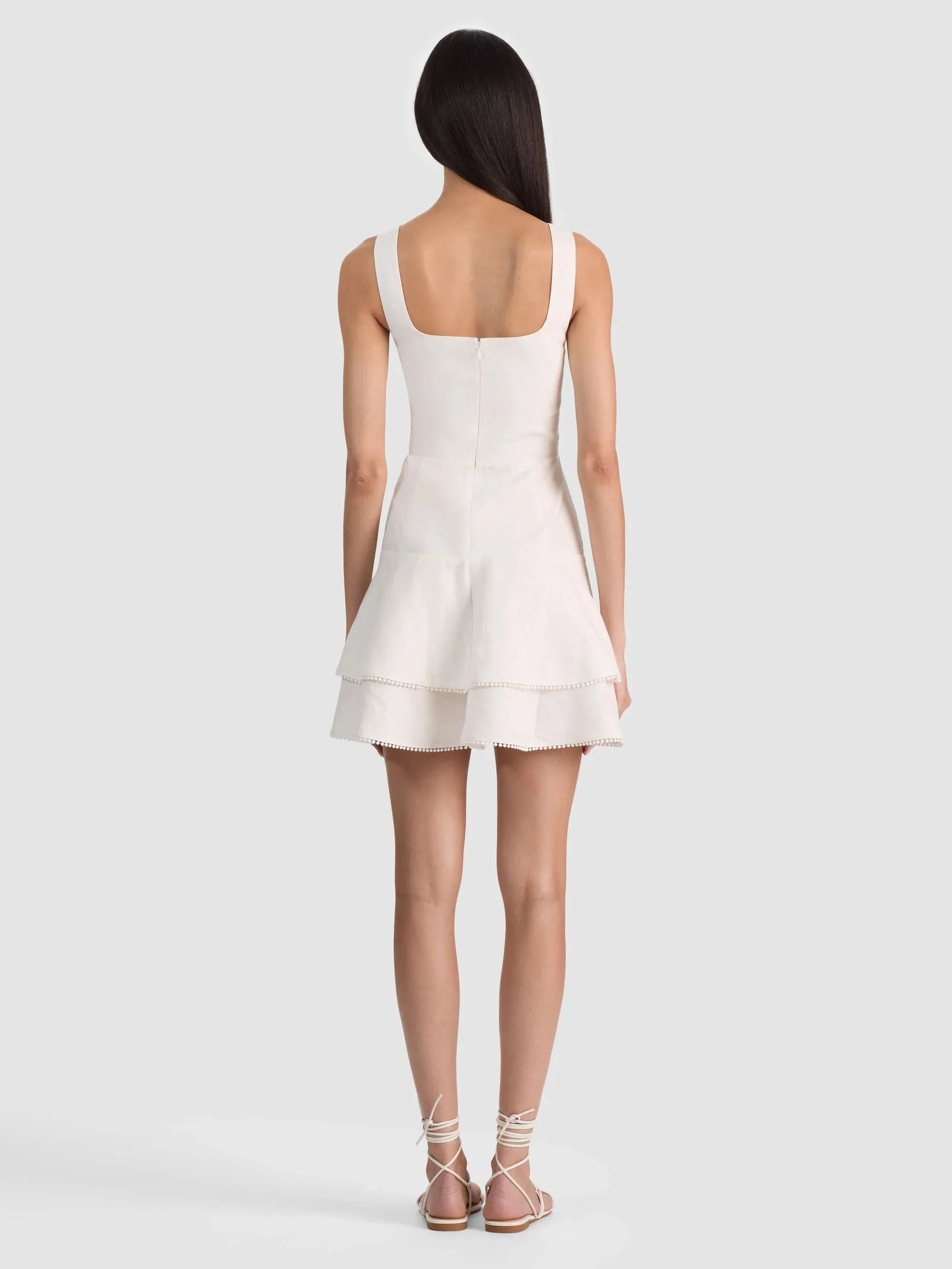 Alice + Olivia - Miriam Sweetheart Drop Waist Tiered Mini Dress - Off White sold by Jessie Boutique product image thumbnail 4