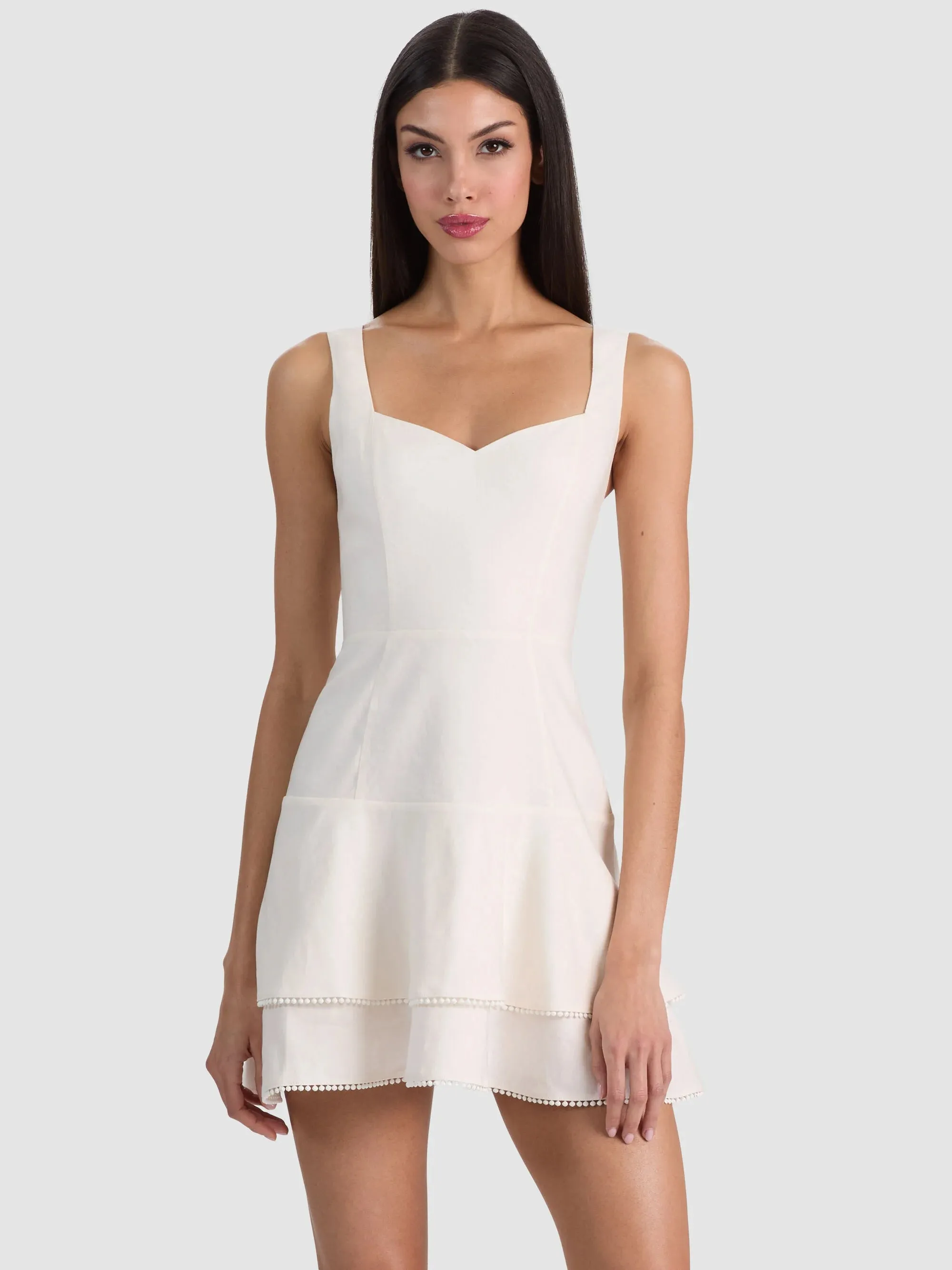 Alice + Olivia - Miriam Sweetheart Drop Waist Tiered Mini Dress - Off White sold by Jessie Boutique product image thumbnail 2