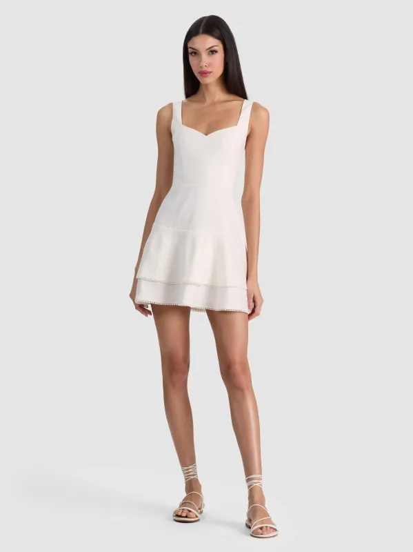 Alice + Olivia - Miriam Sweetheart Drop Waist Tiered Mini Dress - Off White made by Alice + Olivia