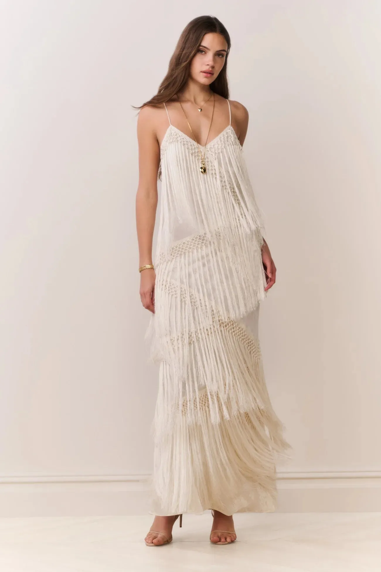 LoveShackFancy - Delphi Fringe Lace Gown - Ivory sold by Jessie Boutique product image thumbnail 2