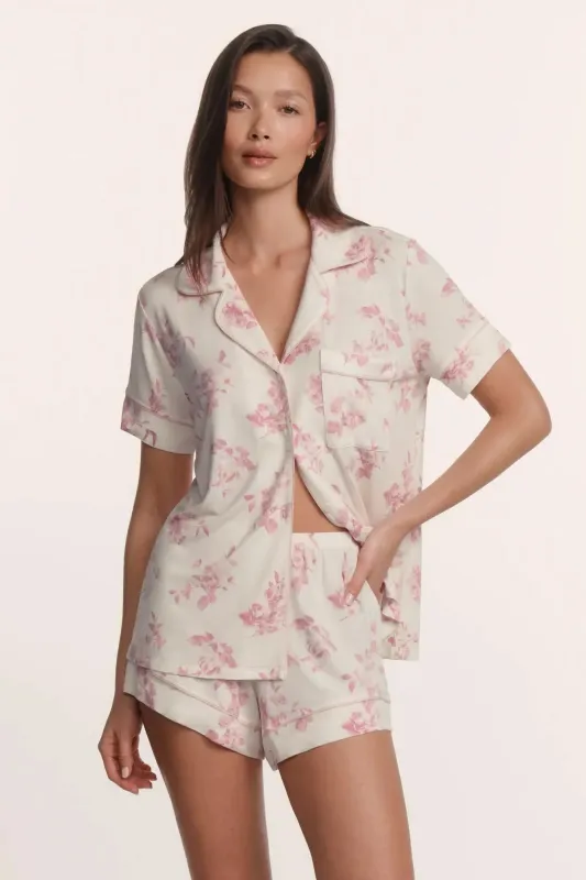 Eberjey - Gisele The Relaxed Short PJ Set - Rose Garden Cameo Pink/Pale Pink made by Eberjey