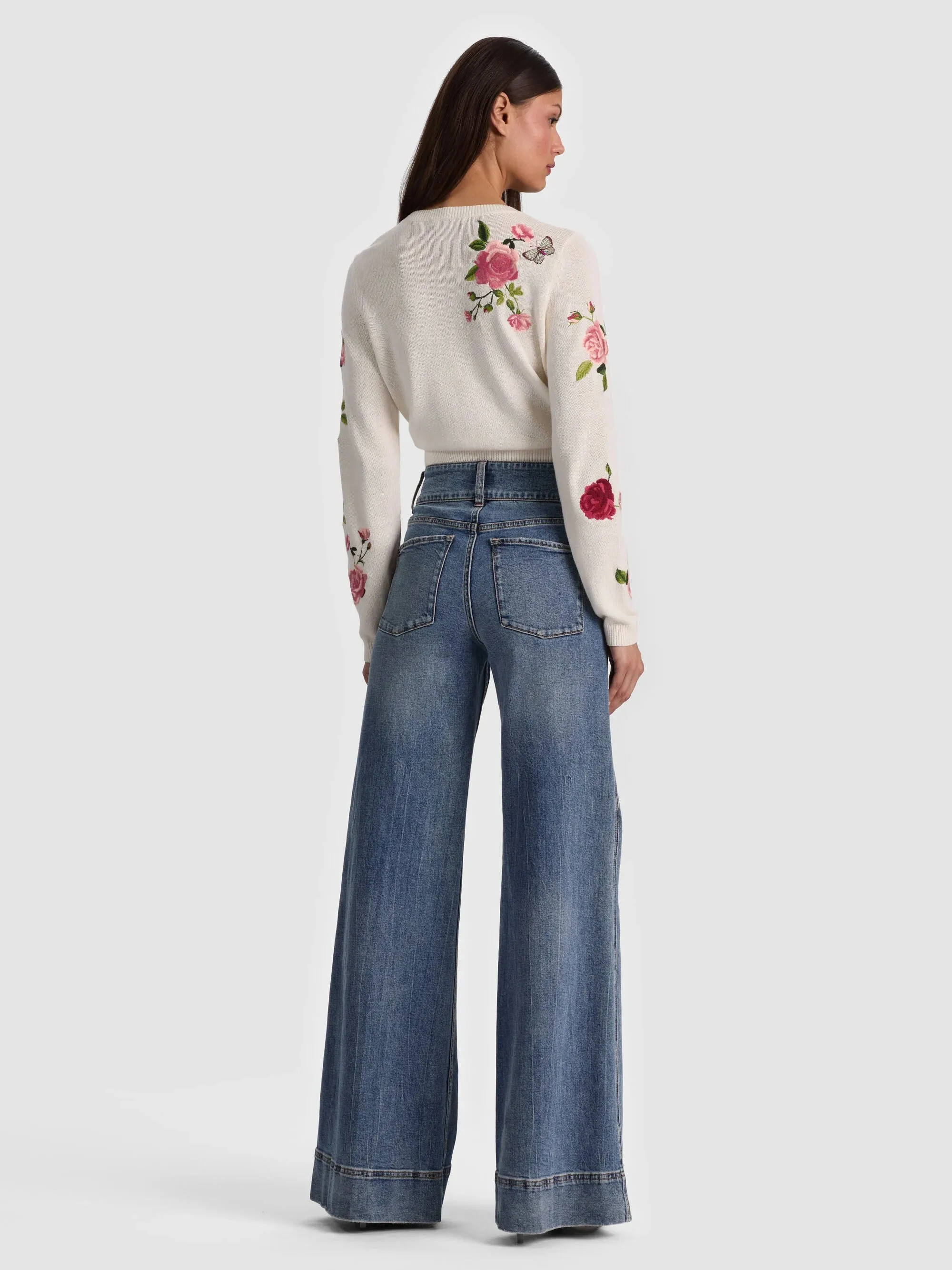Alice + Olivia - Dollie Embroidered Cardigan - Garden Gossip Off White sold by Jessie Boutique product image thumbnail 4