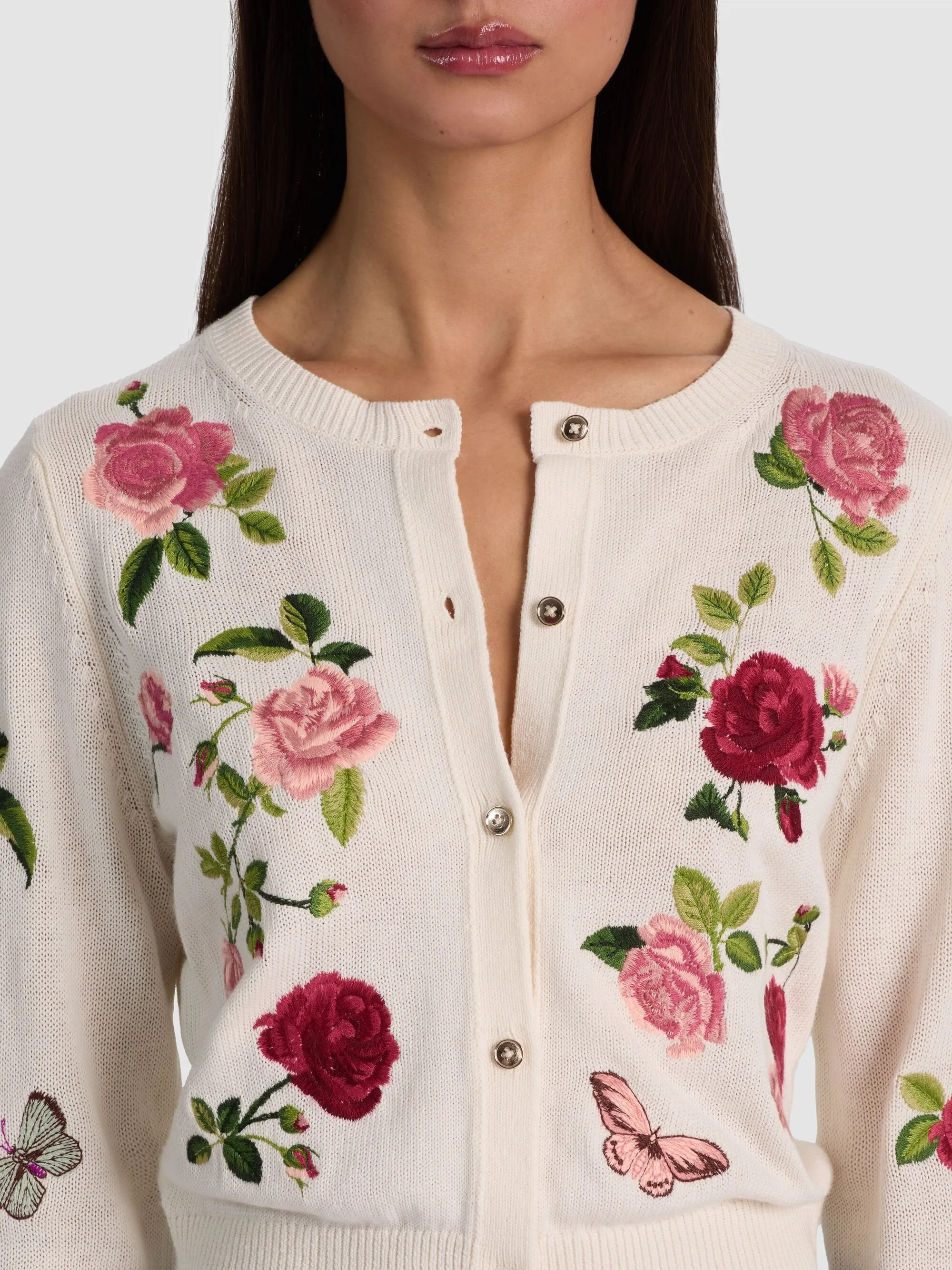 Alice + Olivia - Dollie Embroidered Cardigan - Garden Gossip Off White sold by Jessie Boutique product image thumbnail 2