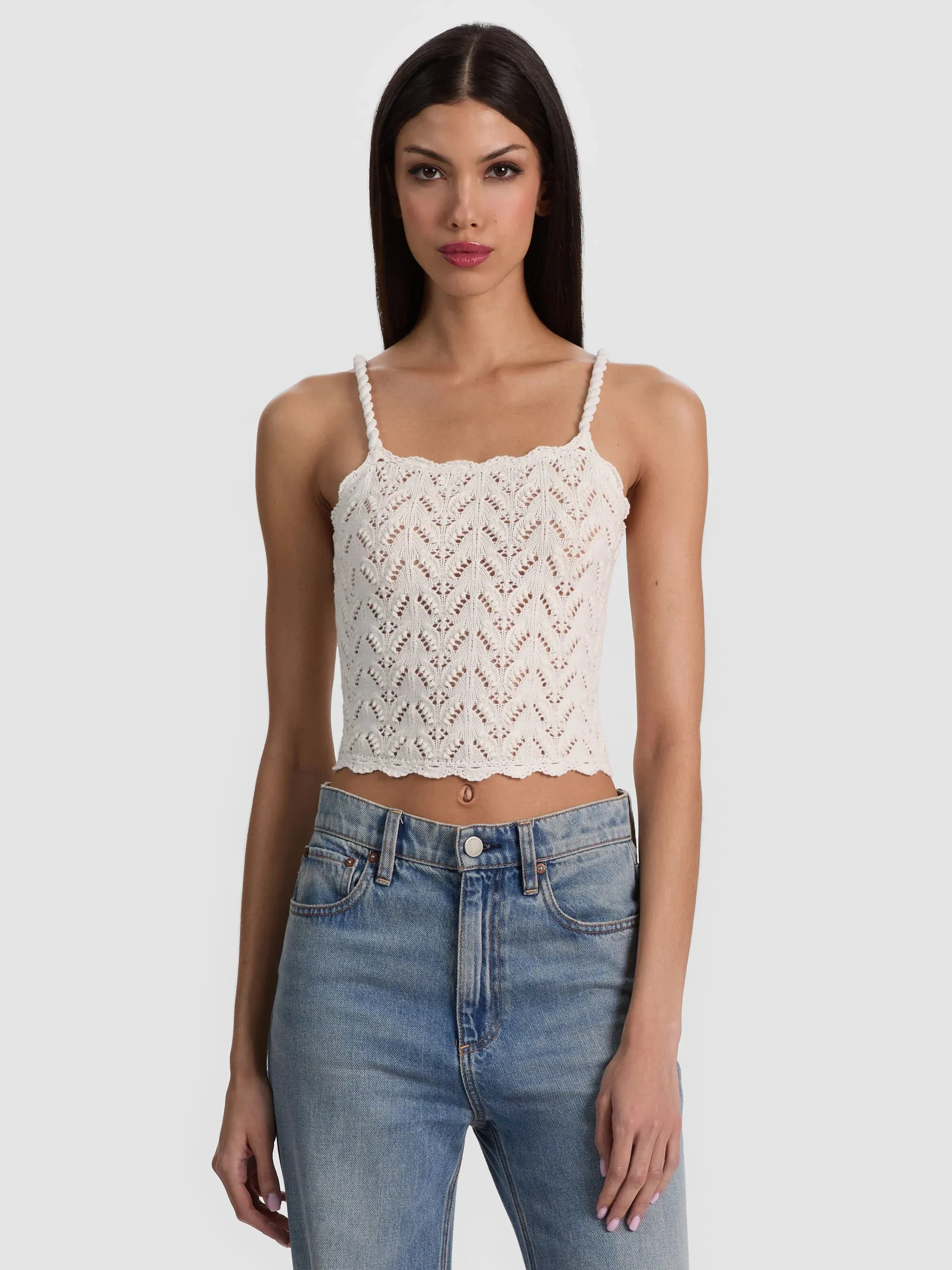 Alice + Olivia - Sid Crochet Tank - Soft White sold by Jessie Boutique