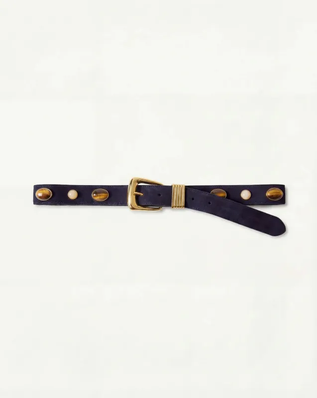 Veronica Beard - Arch Embellished Suede Belt - Navy made by Veronica Beard