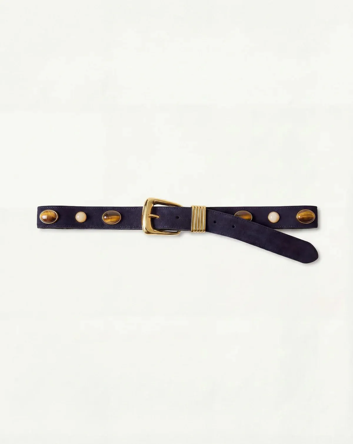 Veronica Beard - Arch Embellished Suede Belt - Navy sold by Jessie Boutique