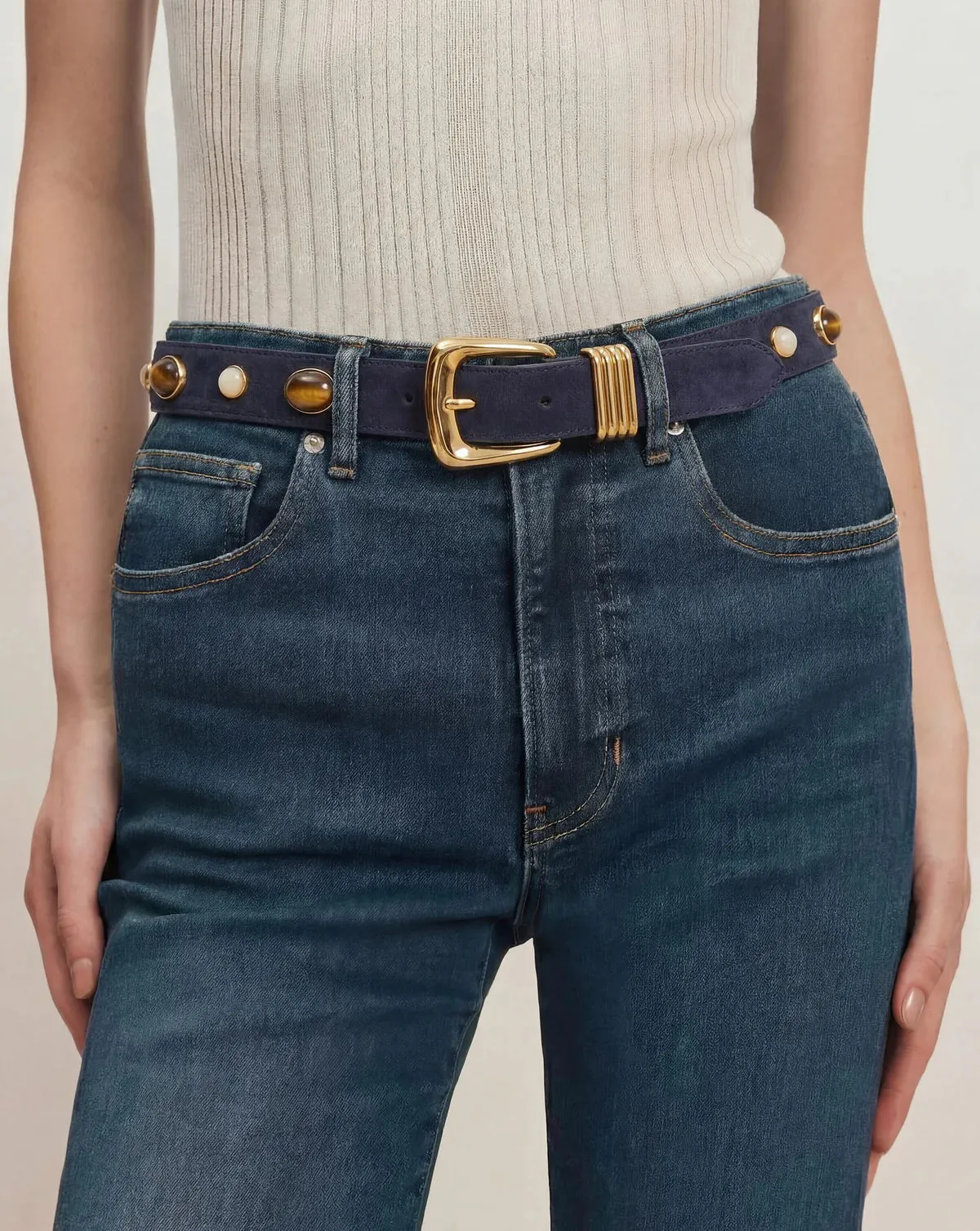 Veronica Beard - Arch Embellished Suede Belt - Navy sold by Jessie Boutique product image thumbnail 2