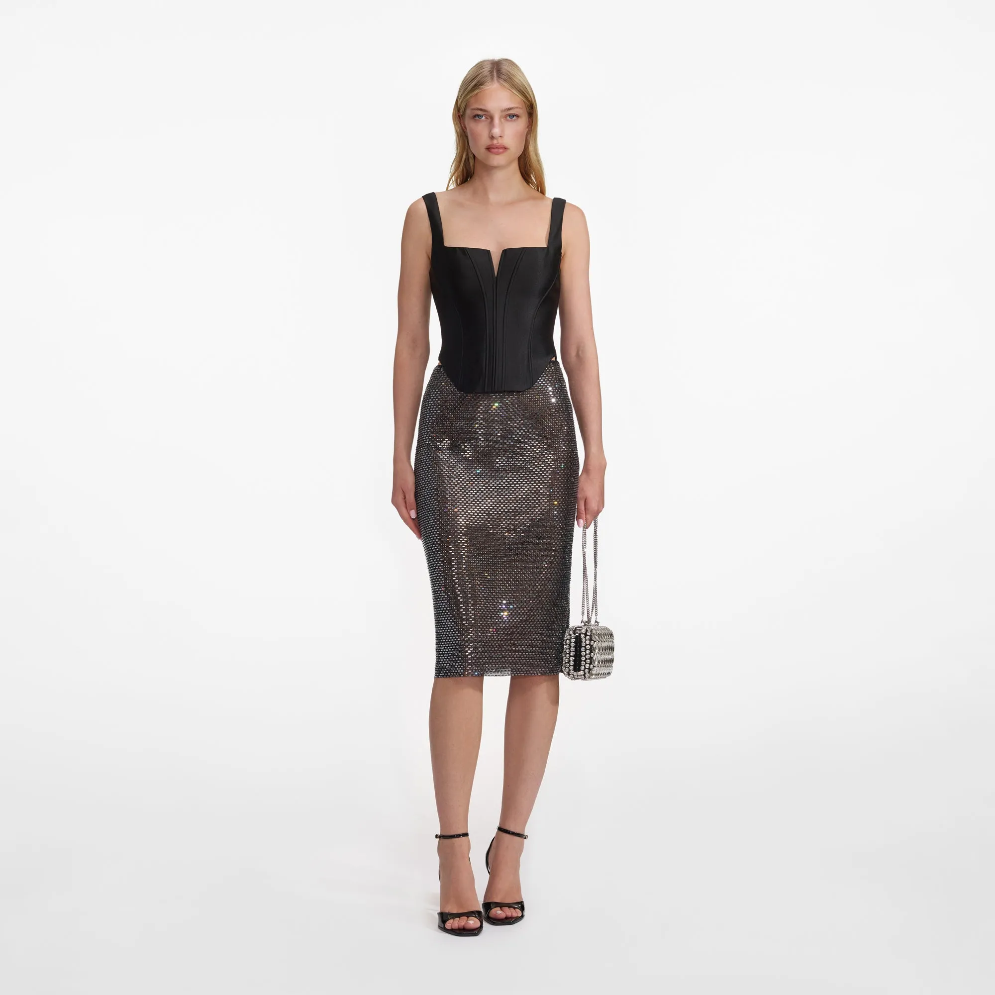 Self-portrait - Taffeta Corset Top - Black sold by Jessie Boutique