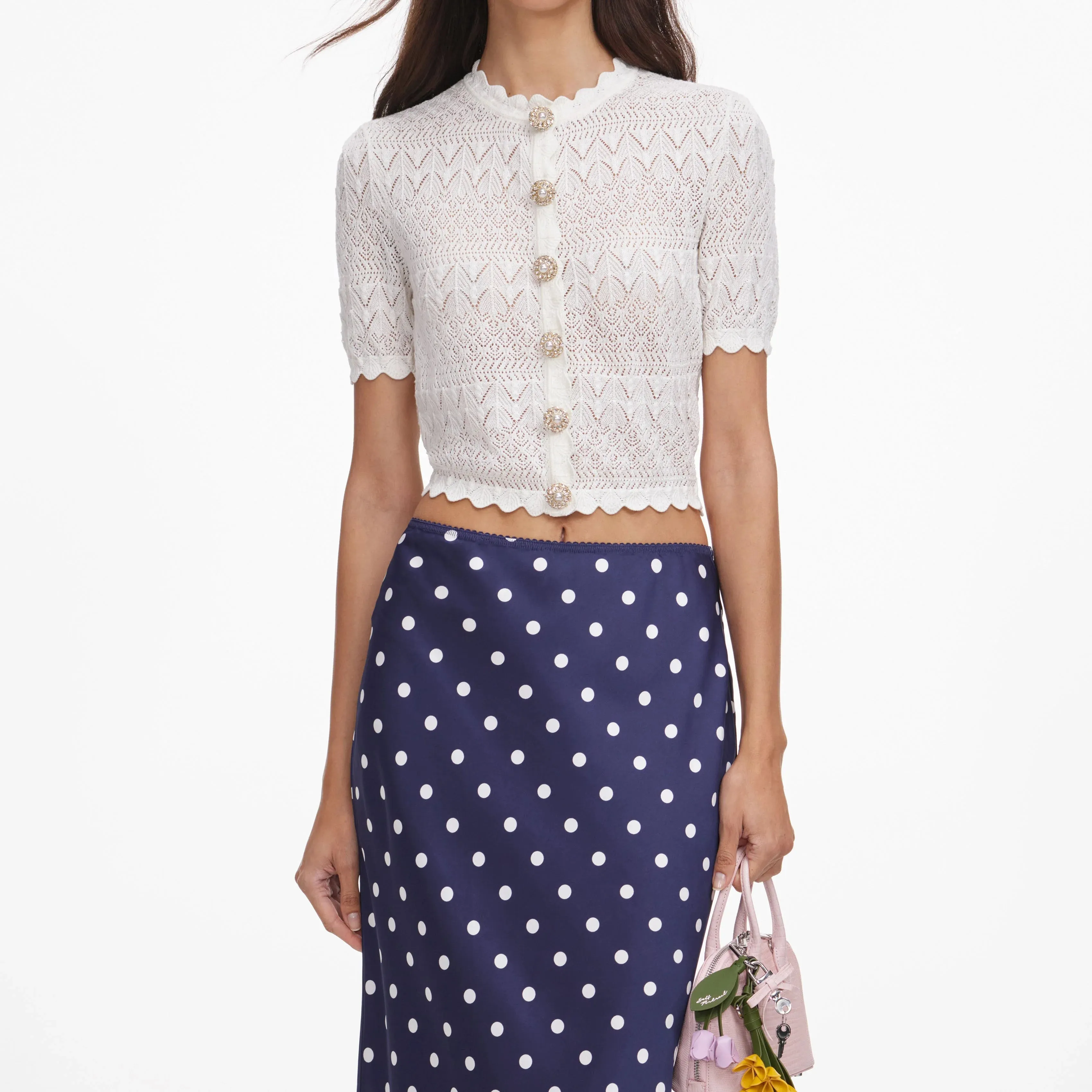 Self-portrait - Pointelle Knit Top - White sold by Jessie Boutique product image thumbnail 2