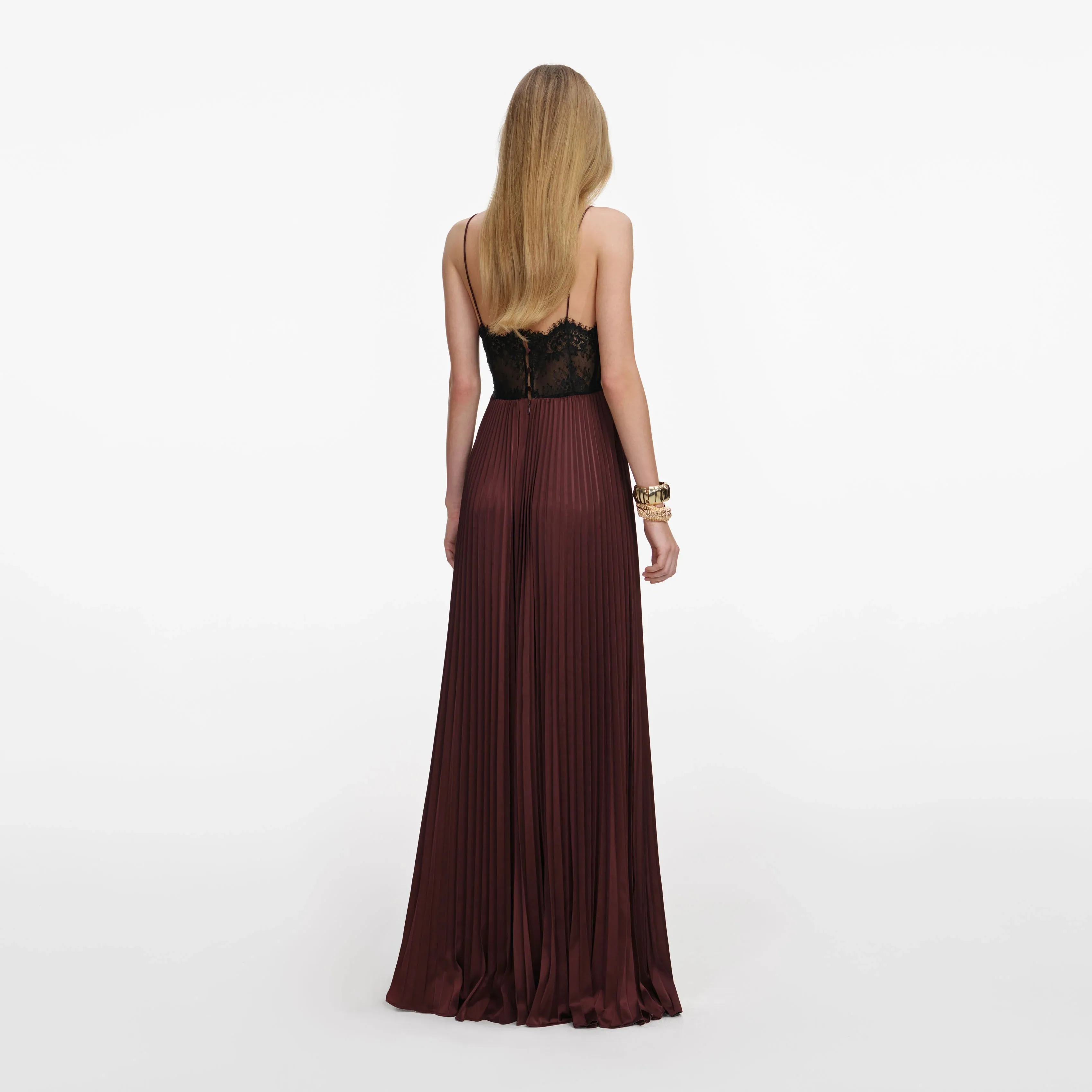 Self-portrait - Satin Lace Insert Maxi Dress - Brown sold by Jessie Boutique product image thumbnail 3