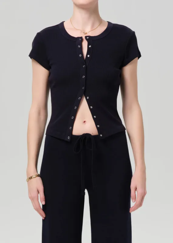 Citizens Of Humanity - Tabi Short Sleeve Cardigan - Navy made by Citizens Of Humanity