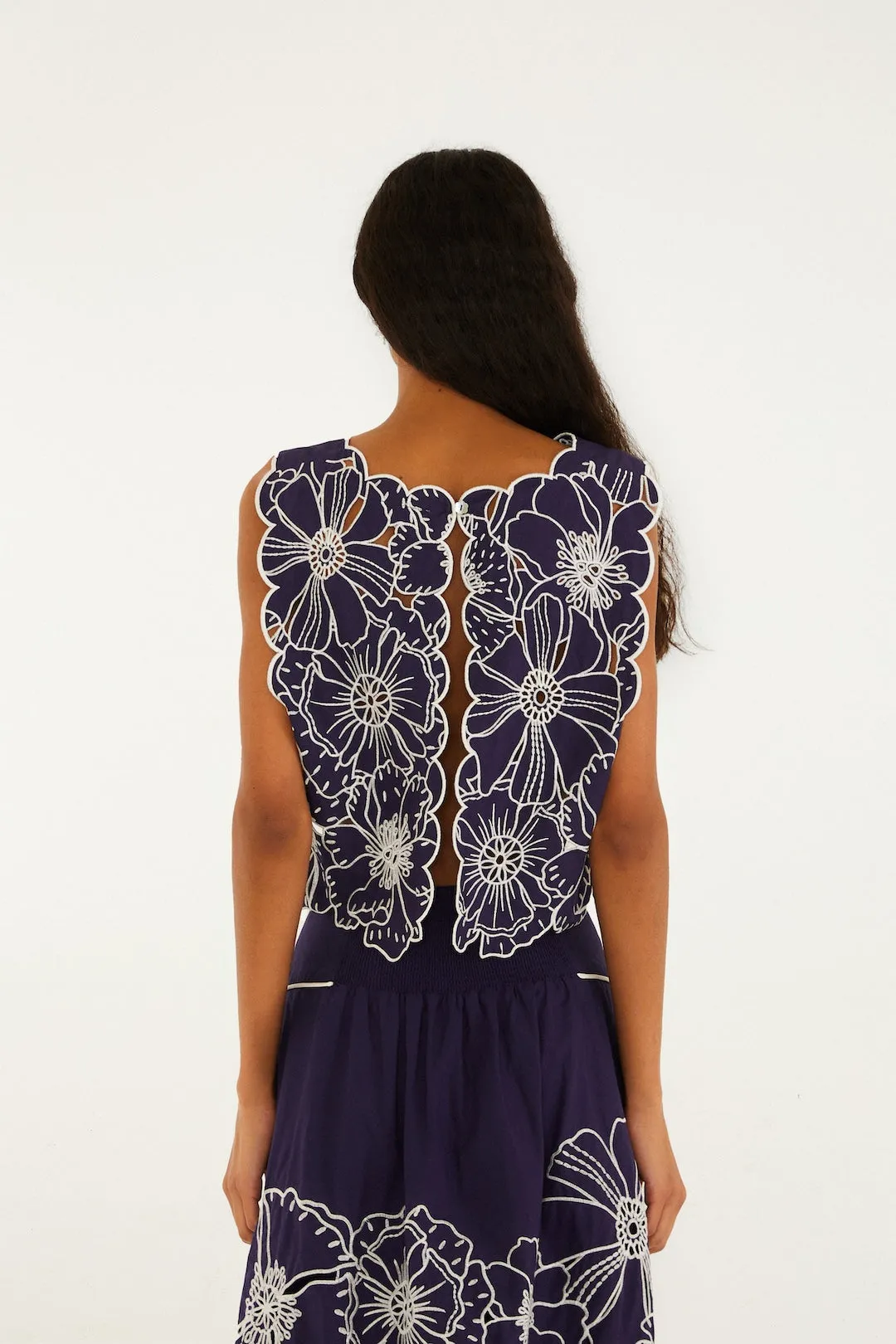 Farm Rio - Richelieu Organic Cotton Crop Top - Blue sold by Jessie Boutique product image thumbnail 3