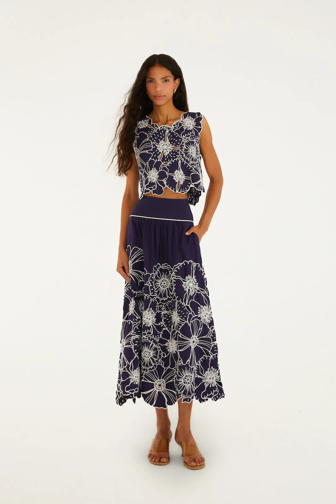 Farm Rio - Richelieu Organic Cotton Crop Top - Blue sold by Jessie Boutique product image thumbnail 4