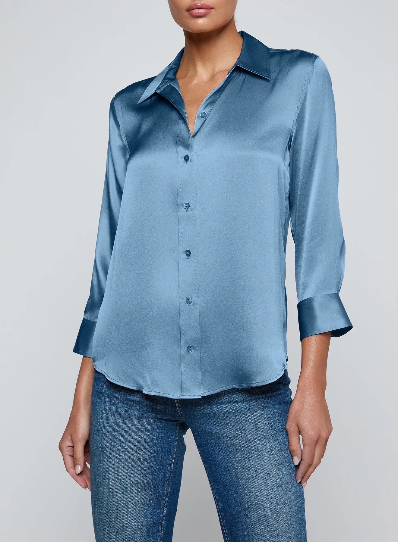 L'agence - Dani Silk Blouse - Blue Mist sold by Jessie Boutique product image thumbnail 3