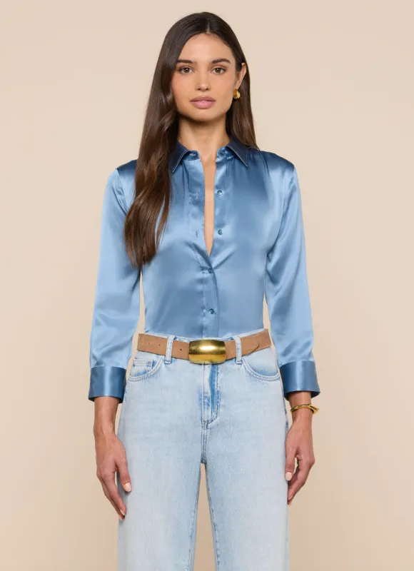 L'agence - Dani Silk Blouse - Blue Mist made by L'AGENCE