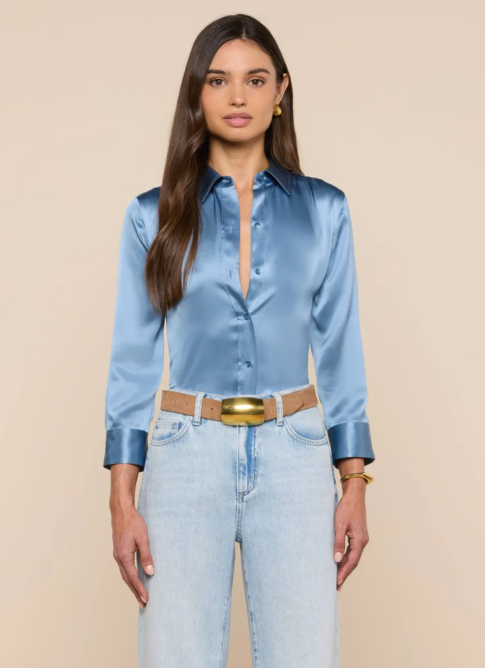 L'agence - Dani Silk Blouse - Blue Mist sold by Jessie Boutique