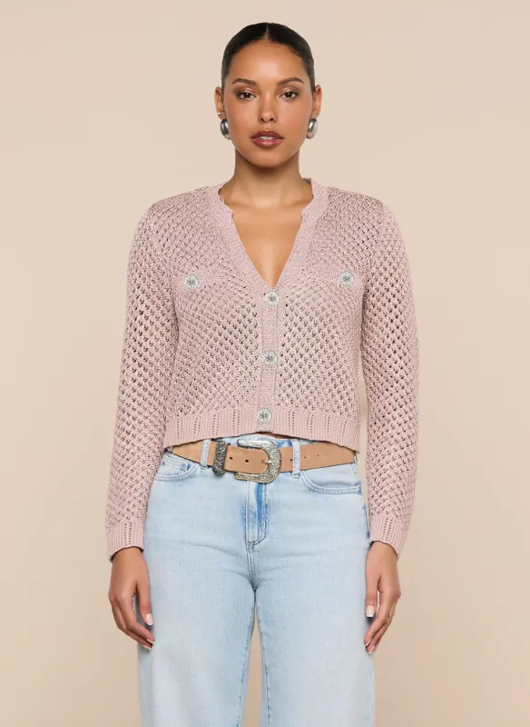 L'agence - Blanca Sequin Cardigan - Adobe Rose made by L'AGENCE
