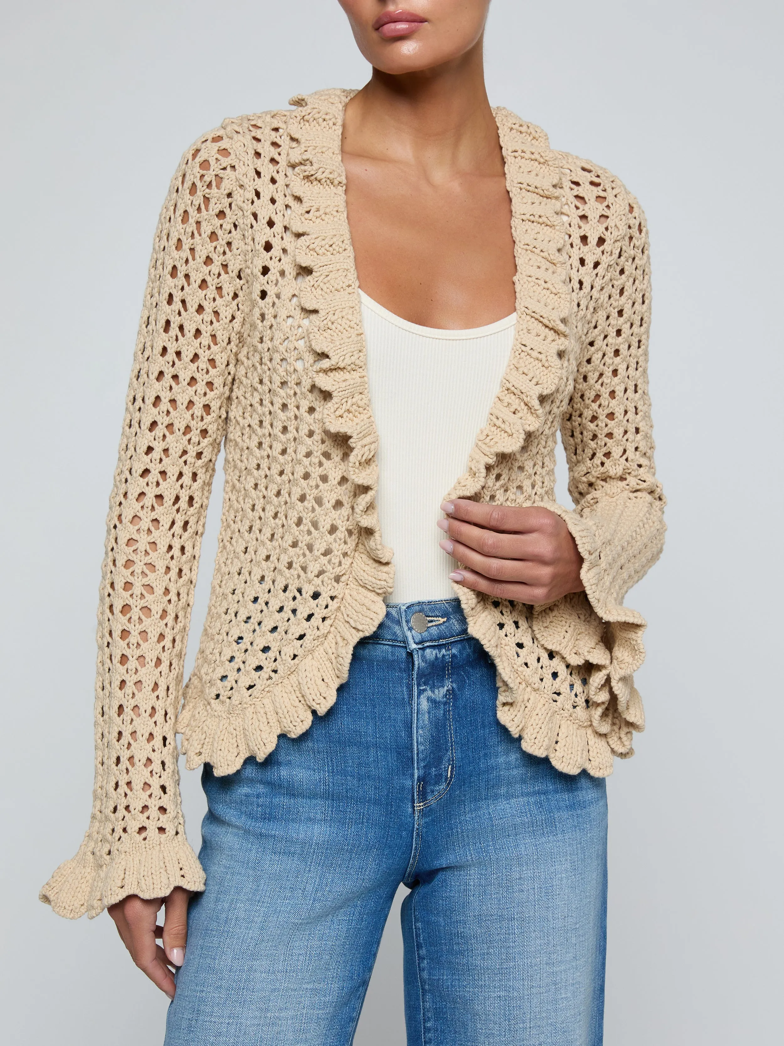 L'agence - Solaris Crocheted Cardigan - Sand Dune sold by Jessie Boutique product image thumbnail 2