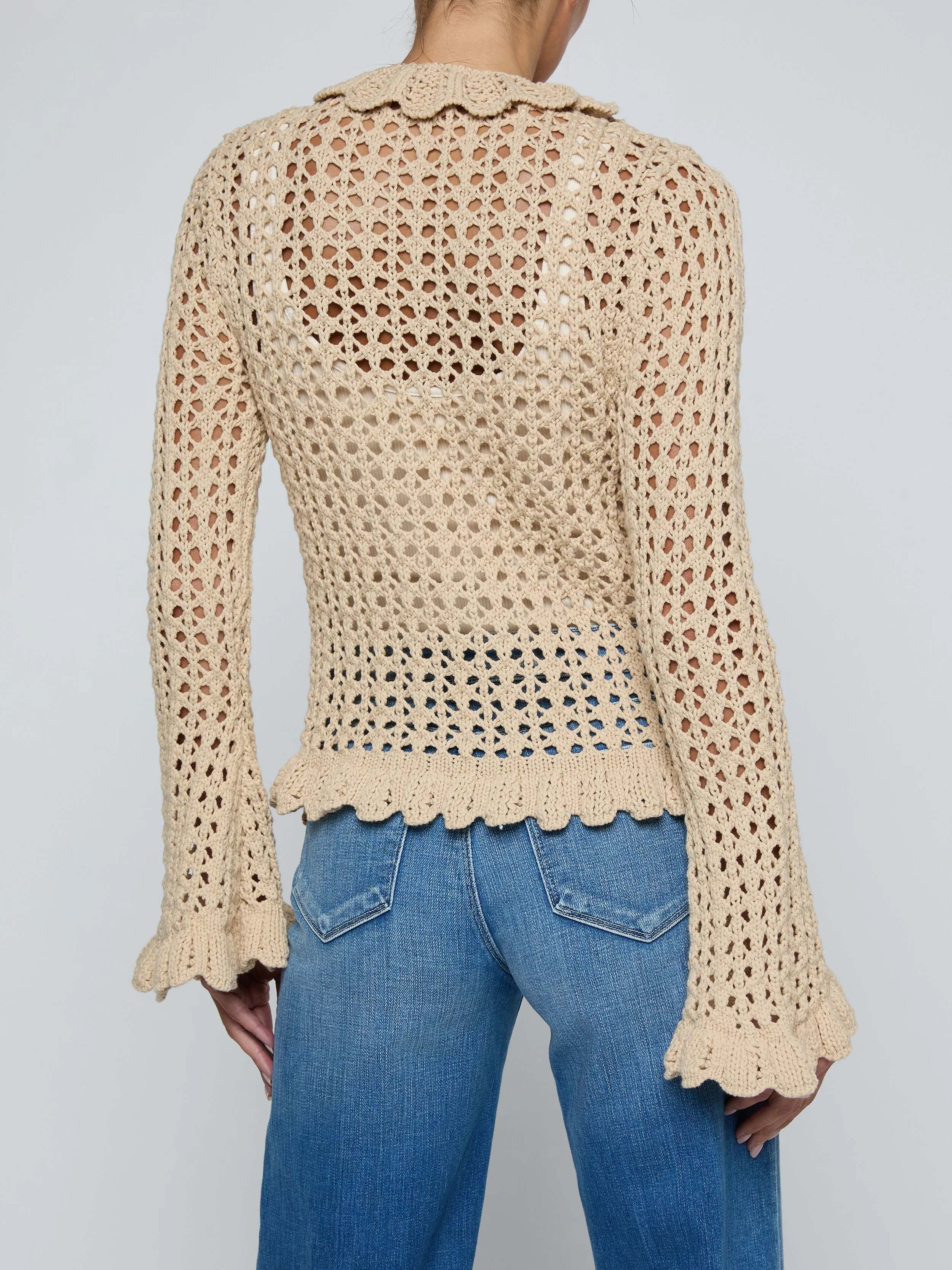 L'agence - Solaris Crocheted Cardigan - Sand Dune sold by Jessie Boutique product image thumbnail 3