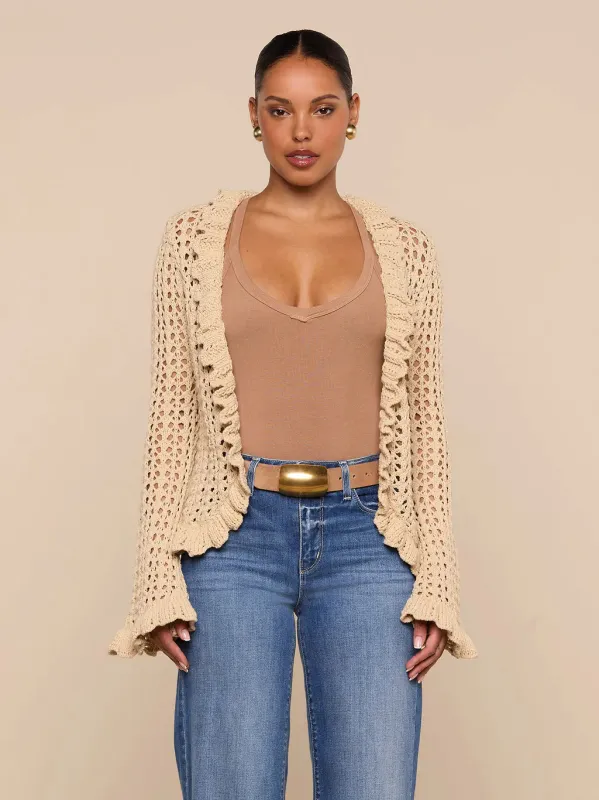 L'agence - Solaris Crocheted Cardigan - Sand Dune made by L'AGENCE